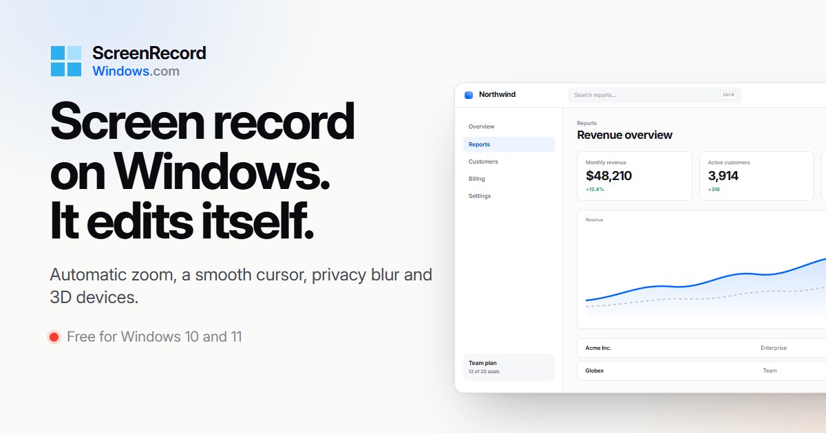 Screen Studio is Mac-only, so I built a Windows screen recorder that zooms in on your clicks by itse